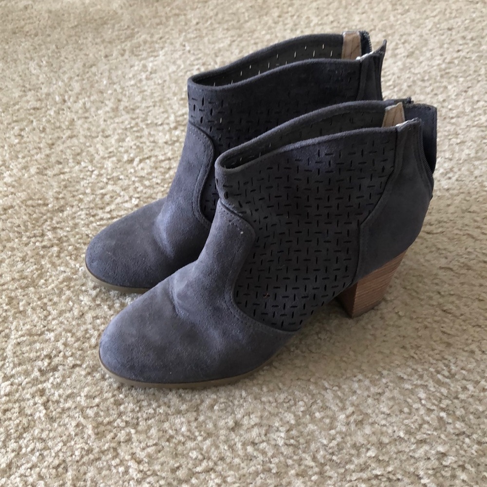 Gray cut out booties